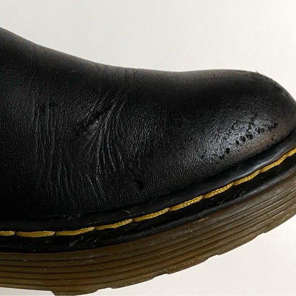 DR. MARTENS JUNIOR 2976 BLACK SOFTY T LEATHER CHELSEA ANKLE BOOTS stretchy side - Picture 9 of 11